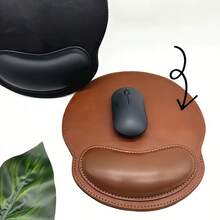 Premium Faux Leather Ergonomic Mouse Pad With Wrist Rest, Non-Slip Base, Brown Office Desk Mat, Comfortable For Office And Home Use, Elegant Design, Ideal Gift - Multicolor - View 6