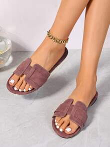 Ximi Ruo Korean Style Casual Flat Slippers For Women, Open Toe, Woven Roman Sandals, Suitable For Spring, Summer, Beach, Vacation, Pair With Dresses, Brown - Red - View 4