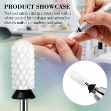 1个陶瓷圆柱形指甲钻头，圆头，3/32英寸柄径，适用于亚克力指甲凝胶卸除美甲工具 - 黑色 - 查看 8