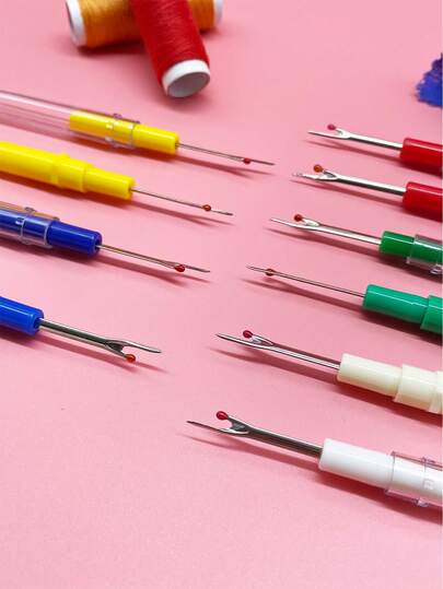 4件/5件装缝纫拆线器，带保护帽，彩色缝纫切割工具，适用于DIY缝纫、刺绣、裁剪、收纳，防止刮伤；多种颜色可选（红/黄/蓝/绿/白），时尚有序