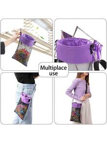 Mesh Clothespin Bag With Hooks, Drawstring Closure, Wide Mouth Clothespin Bag, Drawstring, Clothespins, Wooden Clothespins, Canvas Clothespin Storage Bag - Multicolor - View 7