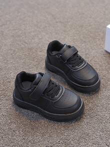 2026春季新款男女童休闲魔术贴运动鞋，软底防滑，幼儿真皮休闲鞋，适合小朋友的多功能运动鞋 - 黑色 - 查看 4