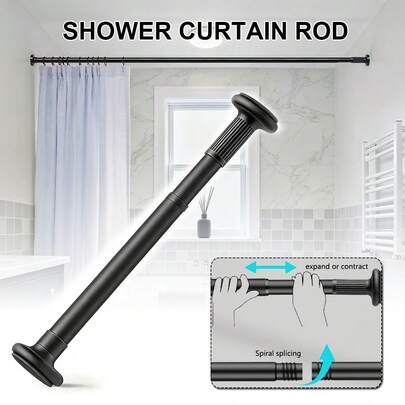 1 Set Of Heavy-Duty Powerful Shower Curtain Rods, 36-92 Inches Long, Suitable For Bathrooms, Windows, Anti-Slip, Adjustable, With Sturdy Spring Rods, Suitable For Cloakrooms, Entrances, Rust-Free, No Need For Drilling.