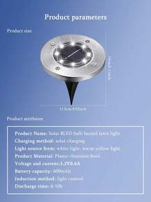 Solar LED In-Ground Lights, Atmosphere Lighting Lawn Lights, Suitable For Garden, Outdoor, Park, Yard, Lawn Solar Lights, Decorative Atmosphere Lighting, Stainless Steel, Solar Powered Charging During Day And Lighting At Night - Lawn Lights - View 10