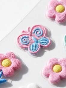 5D Kawaii Flower Butterfly Nail Stickers - 3D Colorful Embossed Floral & Heart Decals For Cute Nails - Multicolor - View 6