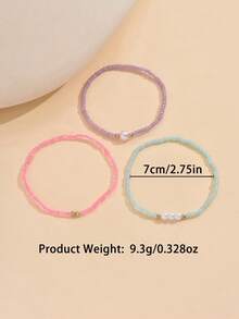 3pcs Fashion Summer Pearl & Seed Bead Bohemian Style Anklet, Minimalist Creative Versatile Bracelet For Beach Vacation (Bead Colors Randomly Assorted) - Multicolor - View 4