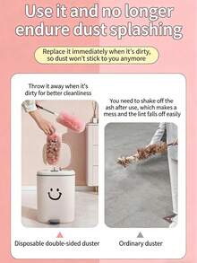 一套粉色可伸缩一次性除尘掸套装，静电吸附缝隙清洁掸，家用天花板空调除尘工具，可深入清洁，可更换刷头 - A - 查看 4