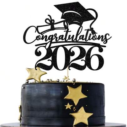 Décorations de gâteau de remise des diplômes 2026, décorations de gâteau de félicitations pour la remise des diplômes - Décorations de fête de remise des diplômes du secondaire/université/senior 2026