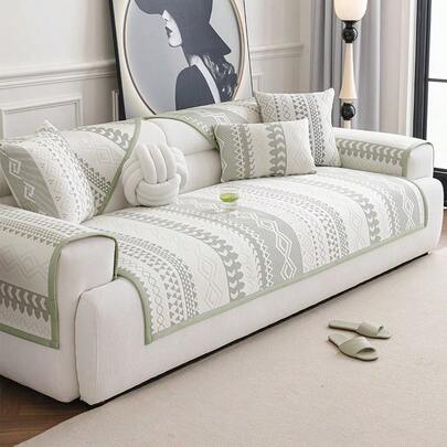 1 件装波西米亚风凉豆沙发垫夏季凉爽坐垫防滑靠背套毛巾防猫抓，适用于 L 型沙发和 1/2/3/4 座沙发。