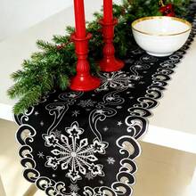 Multi-Size Solid Color Hollow Embroidered Tablecloth, Table Runner For Home Gatherings, Dining Table, Coffee Table, TV Cabinet, Shoe Cabinet, Chest Of Drawers Decor - Black - View 8