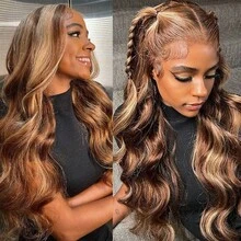 Highlight P4/27 Color 200% Density 5*5 13*4 Body Wave Brazilian Virgin Lace Front Wigs Baby Hair Wear And Go Easy-To-Wear Pre Cut HD Transparent Lace Frontal Wigs Pre Plucked Human Frontal Hair Wigs Glueless Weaves Wigs For Women Blended Hair - S4/27 - View 8