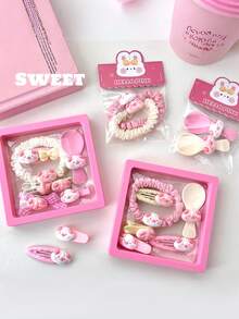 1 set Accessoires pour cheveux mignons en forme de cochon pain, pince à frange douce et chouchou pour queue de cheval, pinces à cheveux BB à la mode convenant pour le coiffage quotidien, cadeaux d'anniversaire, décorations de fête et faveurs de mariage - Taille unique - Voir 1