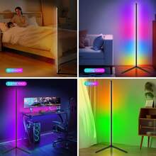LED Corner Floor Lamp - DIY Color Changing, RGB Smart Modern Lamp (Adjustable, Approx. 142cm) With Remote Control And App Remote Control, Powered By USB Port, Four Modes That Move With The Music, Suitable For Game Rooms, Bedrooms, And Holiday Decorations - AS-02/1 - Xem 7