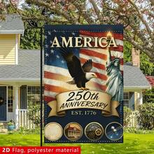 2D Flat, 2D Flat Banner, 1pc American 250th Anniversary Decoration Background Garden Flag Flat, 30cm/ 45cm, 12in/ 18in, No Need For Power Generation, Polyester Fabric, Can Be Used As Background Decoration During The Anniversary Celebration, 2D Flat - style1 - 查看 2