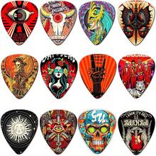 Set 12 Pick Gitar dengan Kotak Logam - Pilihan Ketebalan 0,46/0,71/1,0mm, Aksesori Instrumen Bertema Punk Berwarna-warni, Pick Ukulele, Hadiah untuk Pecinta Musik dengan Desain yang Cerah - MultiWarna - View 2