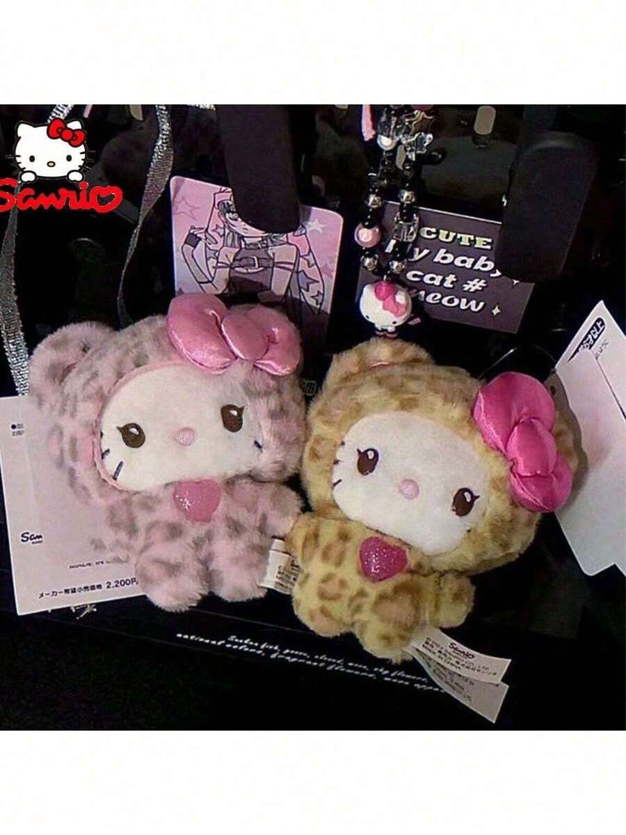 SANRIO 1个三丽鸥豹纹Hello Kitty毛绒玩偶,可作玩偶、包包挂饰,适合作为生日礼物、新年礼物、婚礼季礼物、节日礼物、送给女孩的礼物、送给男孩的礼物。 - 彩色 - 查看 1