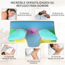GALASALA Almohada Memory Foam Cervical Almohada Ortopedica Cervical para Dormir el Lado Cuello Alivia el Dolor de Cuello Adecuada para Dormir de Lado Espalda o Panza con Fundas Almohadas - pesimista - Ver 2