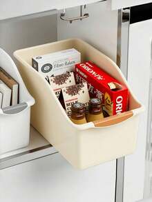 Dual-Color Pull-Out Storage Box, Featuring Curved Design Suitable For Kitchen Cabinet And Cupboard Organization, Made Of Washable And Reusable PP Material, Essential For Home Storage, Ideal Gift For Christmas And Halloween - Multicolor - View 5
