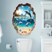 1 miếng dán tường hình đảo cá heo, thiết kế đột phá, phù hợp cho nhà ở, nhà bếp, ban công, tạo không gian biển cả. - Nhiều kiểu dáng - Xem 7