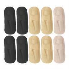 chuanwa（2） 1/5/10 Đôi tất nữ mùa hè siêu mỏng, vô hình, cổ thấp, chống trượt, bằng silicon, lưới, không lộ, chất liệu lụa băng, màu trơn. - Nhiều màu - Xem 17