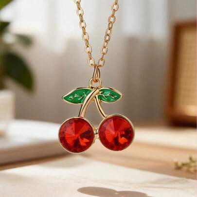 1 chiếc vòng cổ mặt dây chuyền hình quả anh đào hoạt hình dễ thương cho trẻ em, thích hợp để đeo hàng ngày, làm quà tặng, dịp lễ.