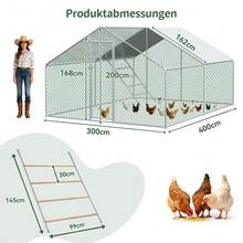 Chicken Run 3x4x2m With Safety Lock And Waterproof PE Cloth, Metal Run For Chickens, Rabbits And Other Small Animals - View 6