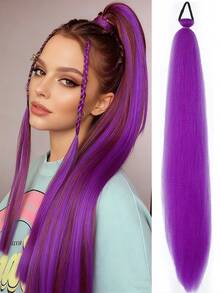 Tóc nối giả bện màu tím dài 26/28/32 inch, kiểu đuôi ngựa cài kẹp dùng cho trang phục cosplay. - Nhiều màu - Xem 13