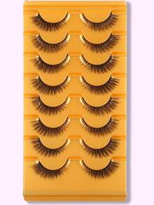 8 Pairs Natural Style Black Criss-Cross Lashes With Curl, Fluffy Effect - Black - View 7