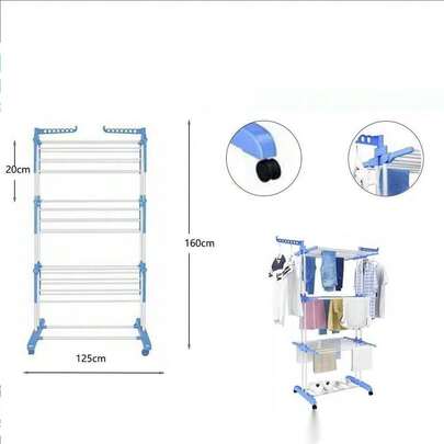 Étendoir à linge sur pied, étendoir à linge pliable, porte-serviettes à trois niveaux, étagère de rangement multifonctionnelle