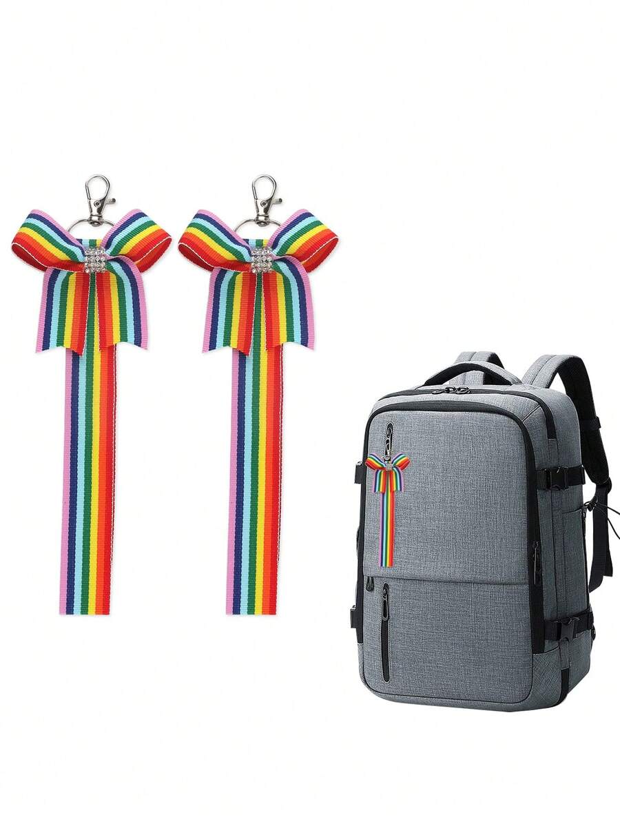 1 Stück/5 Stück/10 Stück Regenbogen Cheerleader Schlüsselanhänger, gestreifter glitzernder Cheerleader Abzeichen Schlüsselanhänger für Rucksack, Pride Monat Geschenk, LGBTQ Dekoration - Regenbogen-Schlüsselanhänger - Übersicht 1