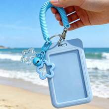 2D Colorful Star Pendant Keychain, Elastic Hair Tie With Phone Cord, Includes Retractable Plastic Card Holder And Keyring, Durable Plastic Accessory, Suitable For ID Card, Photo Card, Badge, Bus Card, Transit Card, Card Holder, Men's ID Card Holder, Ideal For Storing Transit Card, Student ID, Credit Card And Keys, Combines Cuteness And Practicality, Great Gift For Couples, Friends, Classmates And Women - Multicolor - View 7