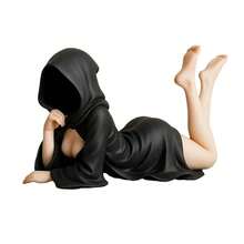 Gothic Horror Sculpture Bookshelf, Resin Black Hooded Queen Sitting Statue Desk Decor, Suitable For Garden Bookshelf Halloween Decoration - Multicolor - View 9