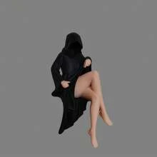 Gothic Horror Sculpture Bookshelf, Resin Black Hooded Queen Sitting Statue Desk Decor, Suitable For Garden Bookshelf Halloween Decoration - Multicolor - View 11