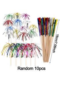 50pcs Foil Firework Cupcake Toppers,Sparkle Blue / White / Silver Tinsel Ocktail Picks,Cake/Cocktail/Food/Fruit/Drinks Picks Toothpick Sticks For Independence Day,Hawaii Party,Birthdays, Weddings, Holidays, Bachelor/Bachelorette Parties - Nhiều màu - Xem 12