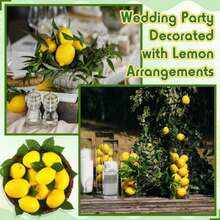 12/24/48pcs Artificial Lemon Faux Fruit With Leaves, Realistic Yellow Lemon Decor For Bowl, Table Centerpiece, Kitchen Summer Decoration - Multicolor - View 3