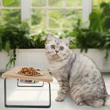 Cat Food Bowl & Water Bowl Set, Stainless Steel Pet Bowls With Non-Slip Mat, Raised Cat Feeder - Two Bowls - View 3