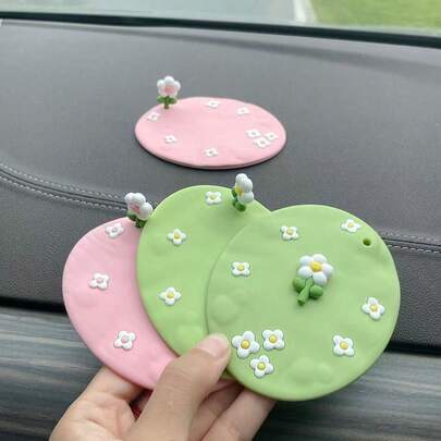 Cute Cartoon Car Cup Holder Pad, Non-Slip Heat-Resistant Washable Car Interior Decor Coaster, Scratch-Resistant Dashboard Mat, Fashionable Car Accessories, Soft & Durable Floral Car Cup Holder Pad, Suitable For Most Cars, SUVs, Trucks, Easy To Clean