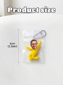 1pc Custom Squeeze Toy Keychain,Custom Photo Yellow Man Squeeze Keychain Funny Stress Relief Keychain,Personalized Face Photo Squishy Keychain For Bag - Multicolor - View 8