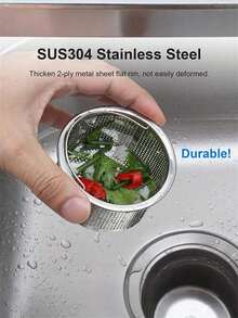1PC/2PCS Of Stainless Steel Sink Filter With Handle - Rust-Proof And Mesh Filter, Suitable For Kitchen And Bathroom Sinks, 304 Stainless Steel, Prevents Clogging Easily Without Effort, Perfect For Draining Vegetables And Fruits, Christmas Gifts - Multicolor - View 11