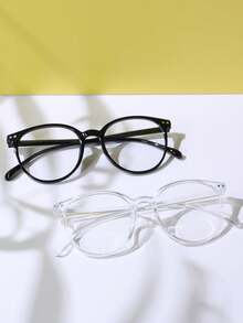 2pcs/1pc Round Glasses, Suitable For Both Men And Women, Ideal For Students Back To School. Can Be Used For Computer Reading, Gaming, TV Watching Or Smartphone Use. - Transparent - View 11