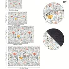 1 Peça Tapete Absorvente para Secagem de Louça com Padrão Floral Vintage, Decoração para Casa, Adequado para Máquina de Café Expresso, Pia, Torneira, Banheiro, Acessórios de Cozinha - Multicolorido - Visão 11
