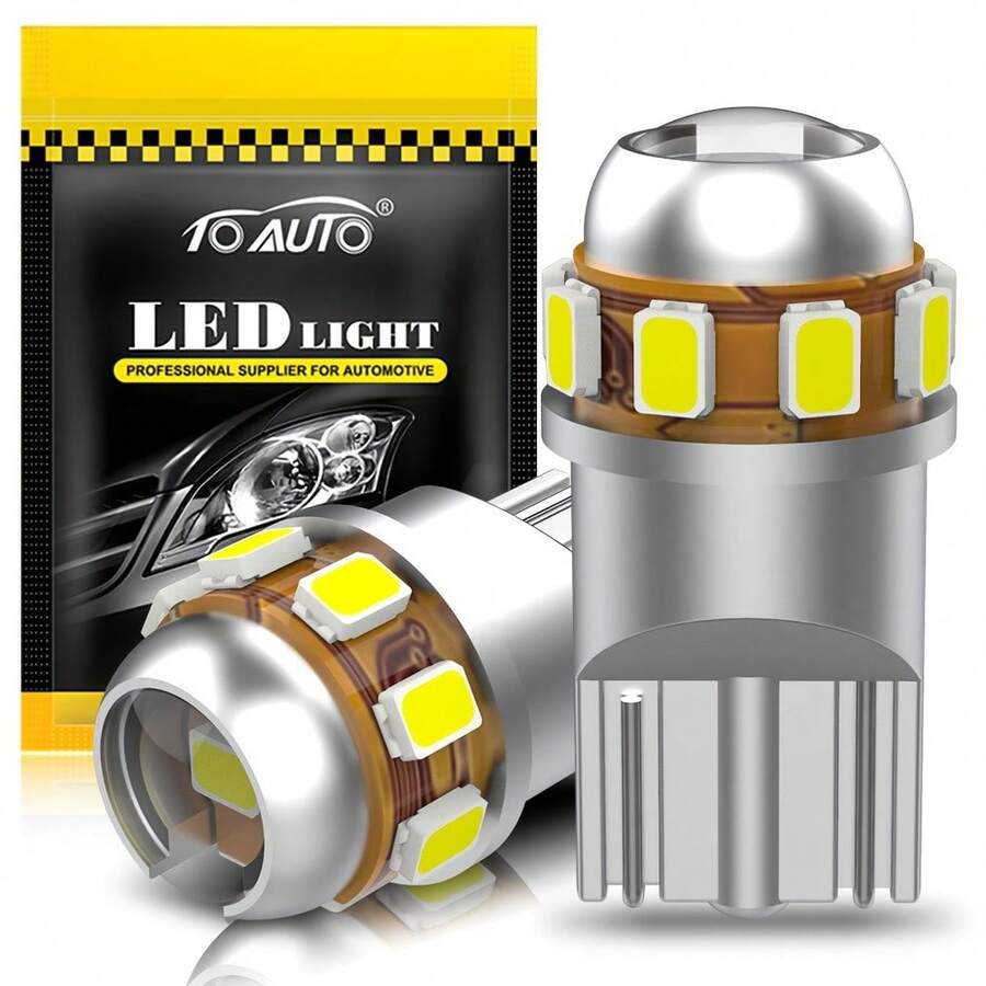 TOAUTO 2 bóng đèn LED T10 12V cho xe hơi, đèn xi nhan màu trắng, đèn định vị, đèn đỗ xe, đèn thành phố T10 168 194 2825 W5W 8SMD - T10 - Xem 1
