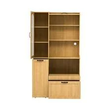 Highboard With Adjustable Shelves And Drawers, Kitchen Cabinet With Pull-Out Shelves And Ribbed Glass, Ideal For Dining Room, Living Room And Kitchen (Natural) - Khaki - View 6