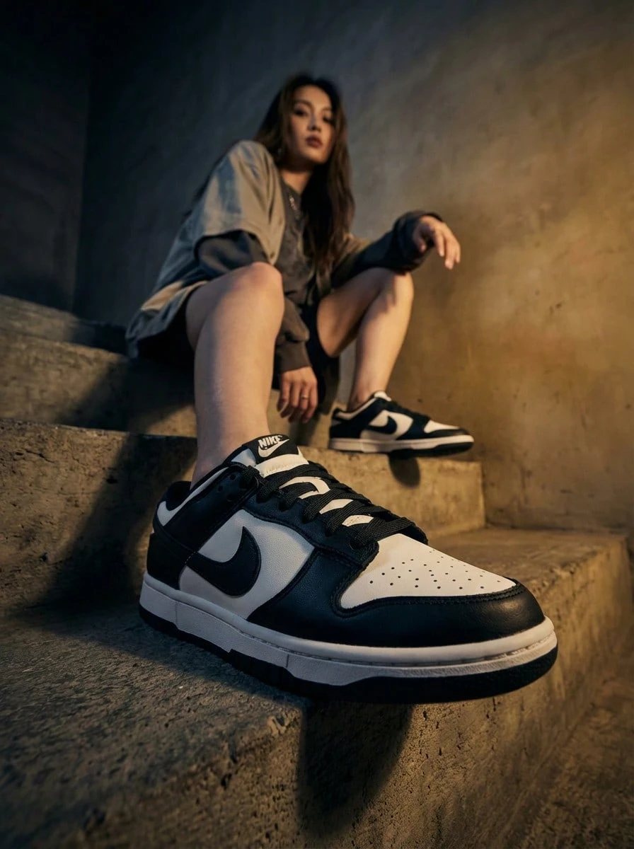 Nike Giày thể thao Dunk Low dành cho nữ Giày thể thao Cusal Campus Đế mềm buộc dây Giày da đế thấp Giày thể thao thoải mái chống trượt ngoài trời DD1503-101 - Trắng/Đen - Xem 1