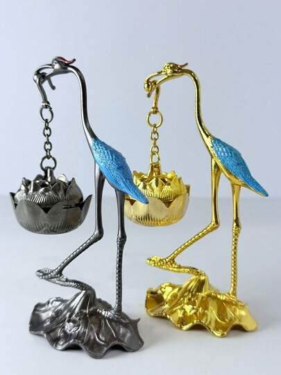 Alloy Crane Incense Burner, Hanging Incense Burner, Lotus Flower Incense Burner Creative Home Decor Indoor Incense Plate Crane Incense Burner