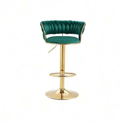 Shipping Ref: W1880109438, Velvet 360° Swivel Bar Table Chairs Set Of Two, Hand-Operated Backrest, One Height Adjustment Knob, Bar Chairs, Super Soft Thickened Kitchen Dining Room Chairs, Kitchen Island Table