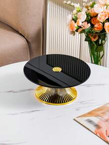 1pc Acrylic Dessert Tray, European Minimalist Design, Food Plate For Home Gathering Decoration, Cake Tray - Tall Plate With Gold Base and Black Plate - View 14