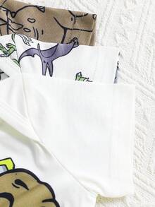 3pcs Cute Striped Dinosaur Infant Newborn Romper Outfit - White - View 7