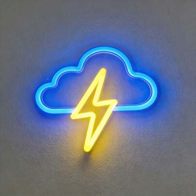 1 đèn neon LED hình đám mây và tia chớp, đèn neon USB, đèn ngủ trang trí, thích hợp cho phòng ngủ, đám cưới, tiệc sinh nhật, phòng chơi game, trang trí tường nhà, cung cấp trực tiếp từ nhà máy, có thể tùy chỉnh.