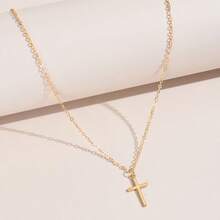 Women's Gold Cross Necklace, Minimalist Religious Style Jewelry, Suitable For Daily Or Outdoor Wear, Christian Gift For Her - Golden - View 7